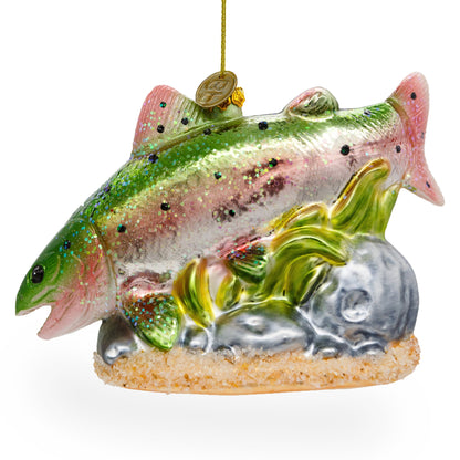 Rainbow Trout Glass Christmas Ornament