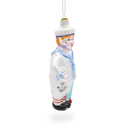 Nautical Sailor Glass Christmas Ornament