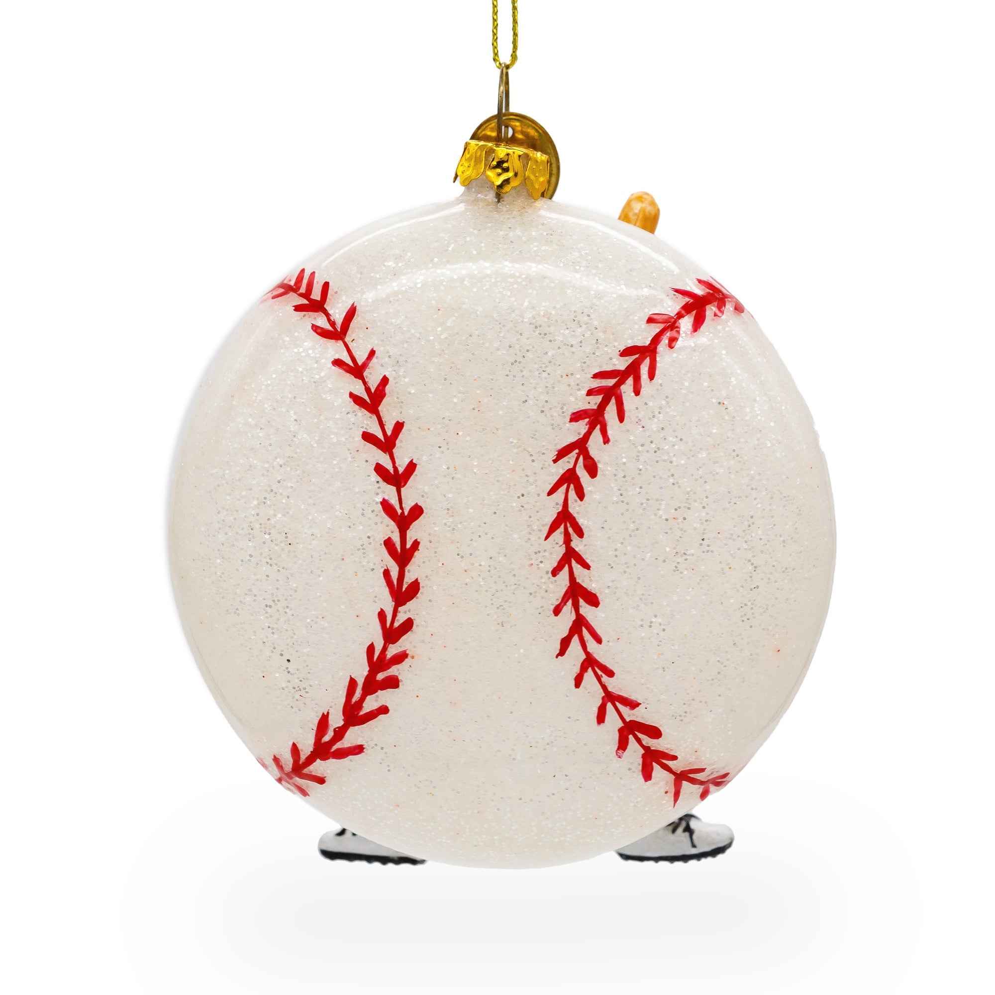Baseball Player Glass Christmas Ornament