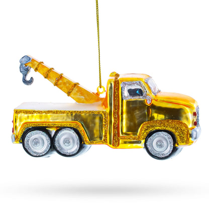 Tow Truck Glass Christmas Ornament