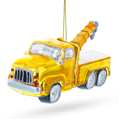 Tow Truck Glass Christmas Ornament