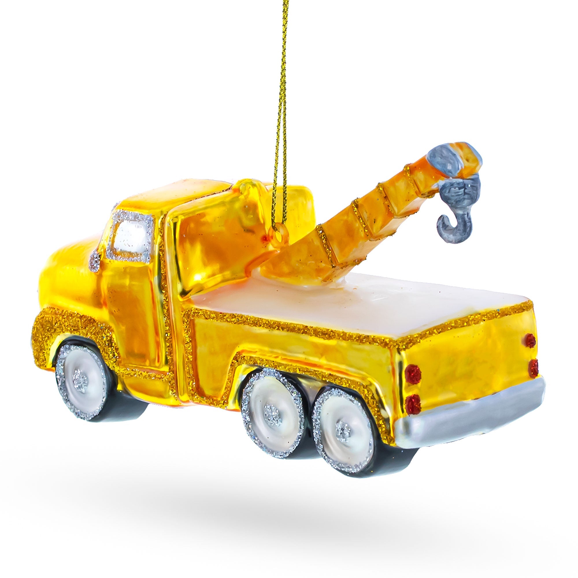 Tow Truck Glass Christmas Ornament