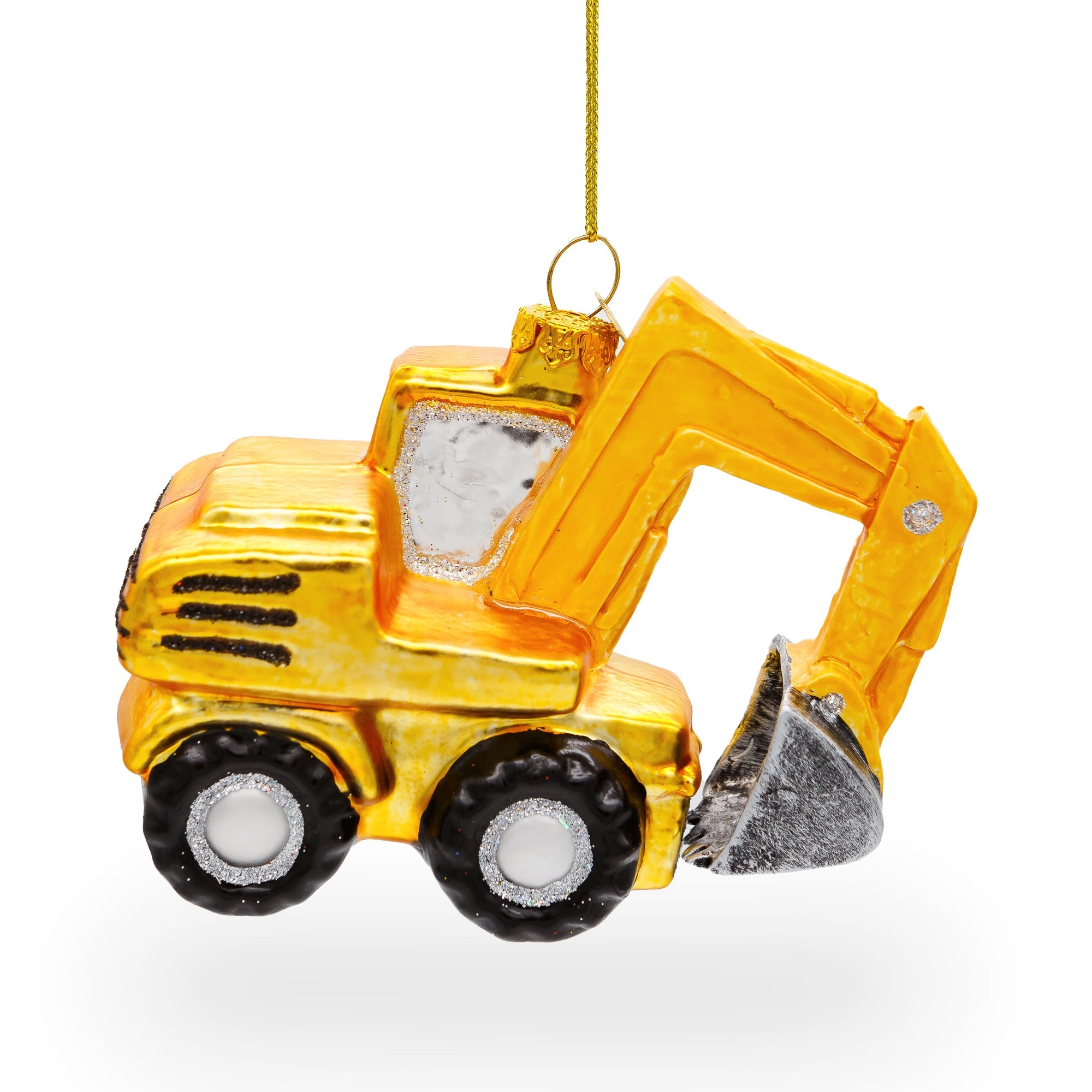 Wheel Excavator Glass Christmas Ornament