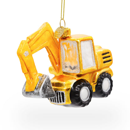 Wheel Excavator Glass Christmas Ornament