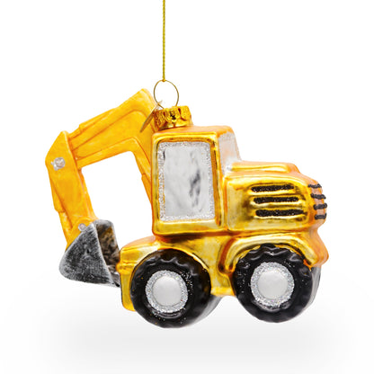 Wheel Excavator Glass Christmas Ornament