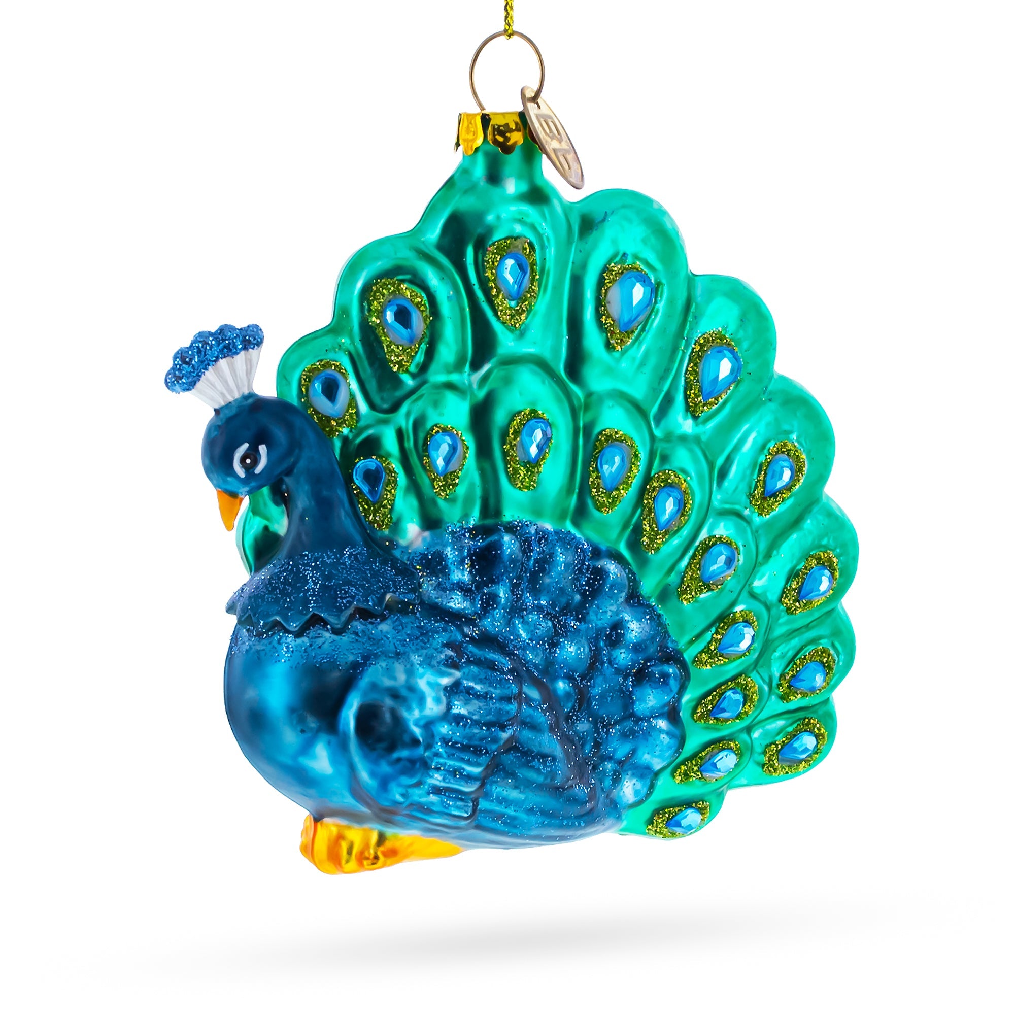 Chic Peacock Glass Christmas Ornament