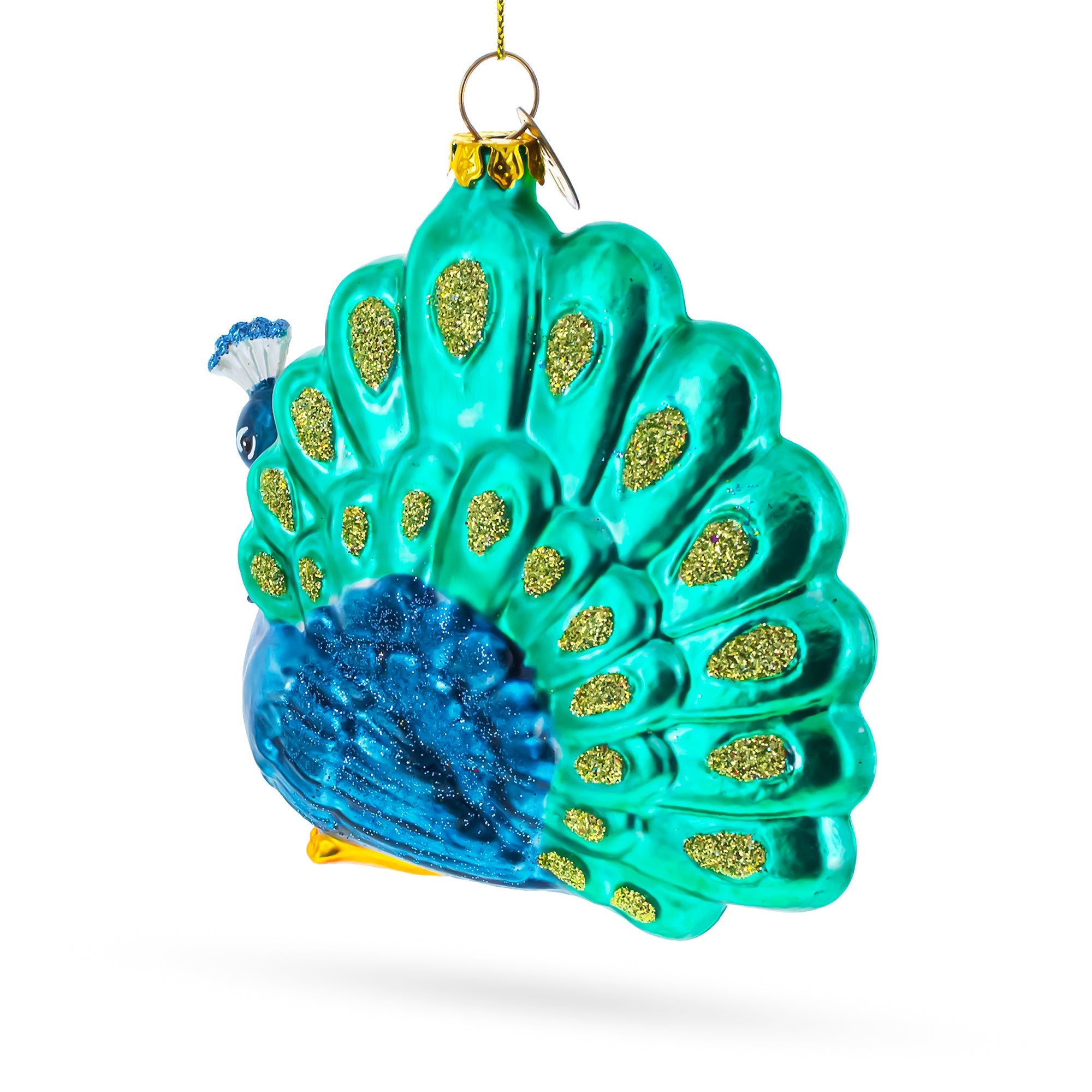 Chic Peacock Glass Christmas Ornament
