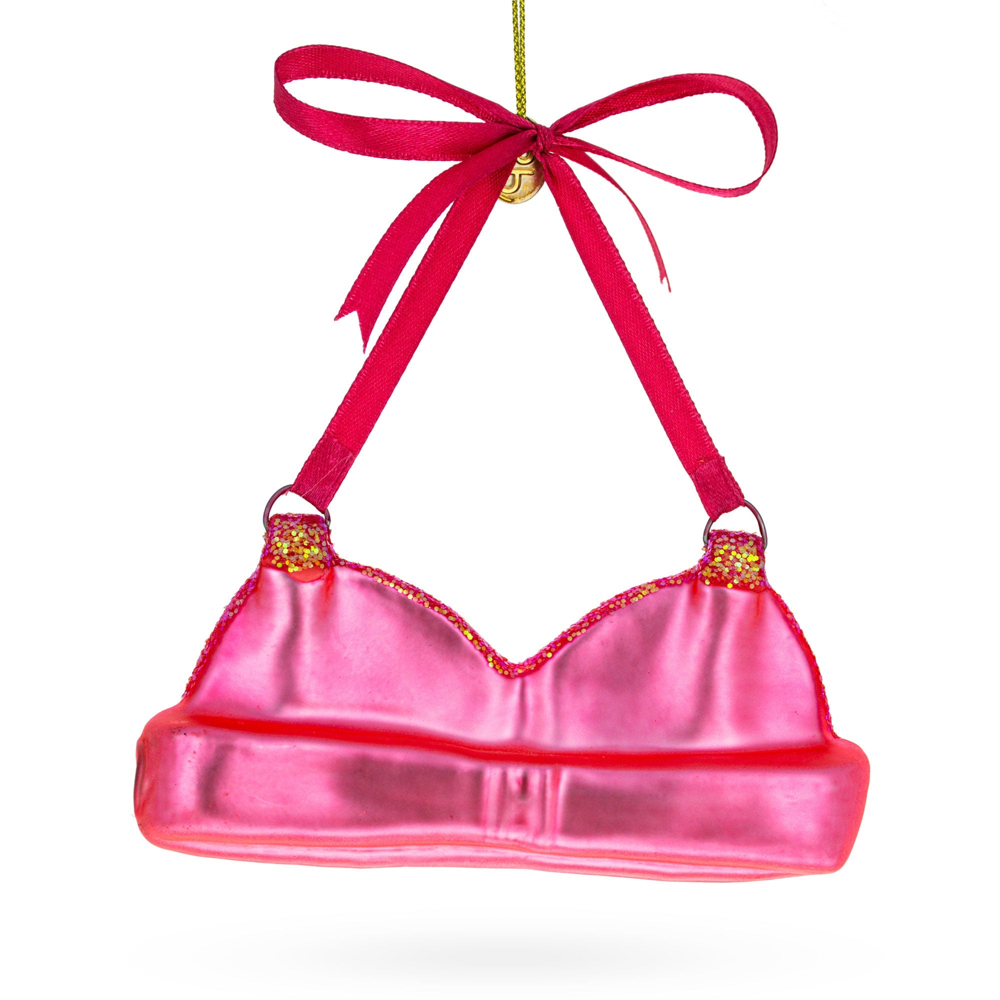 Pink Bra Glass Christmas Ornament