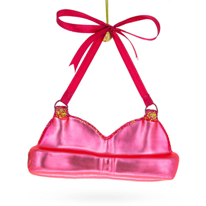 Pink Bra Glass Christmas Ornament