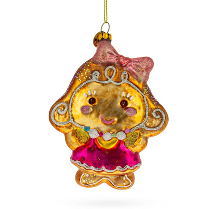 Gingerbread Girl Glass Christmas Ornament