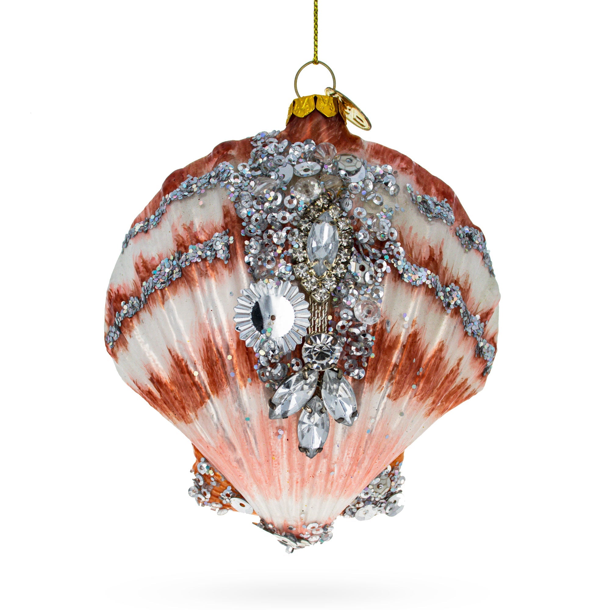 Sparkling Seashells Glass Christmas Ornament
