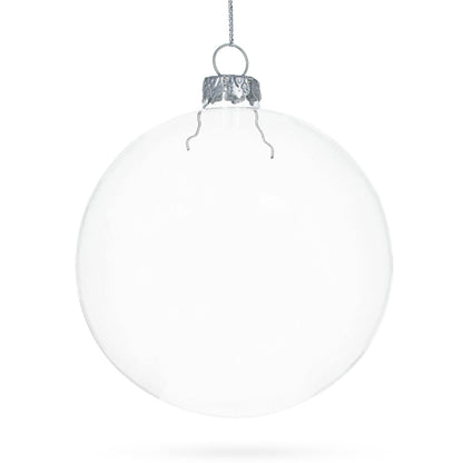 Set of 3 Clear Glass Ball Christmas Ornaments 4.7 Inches (120 mm)