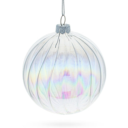 Set of 3 Iridescent Clear Glass Ball Christmas Ornaments 3.6 Inches