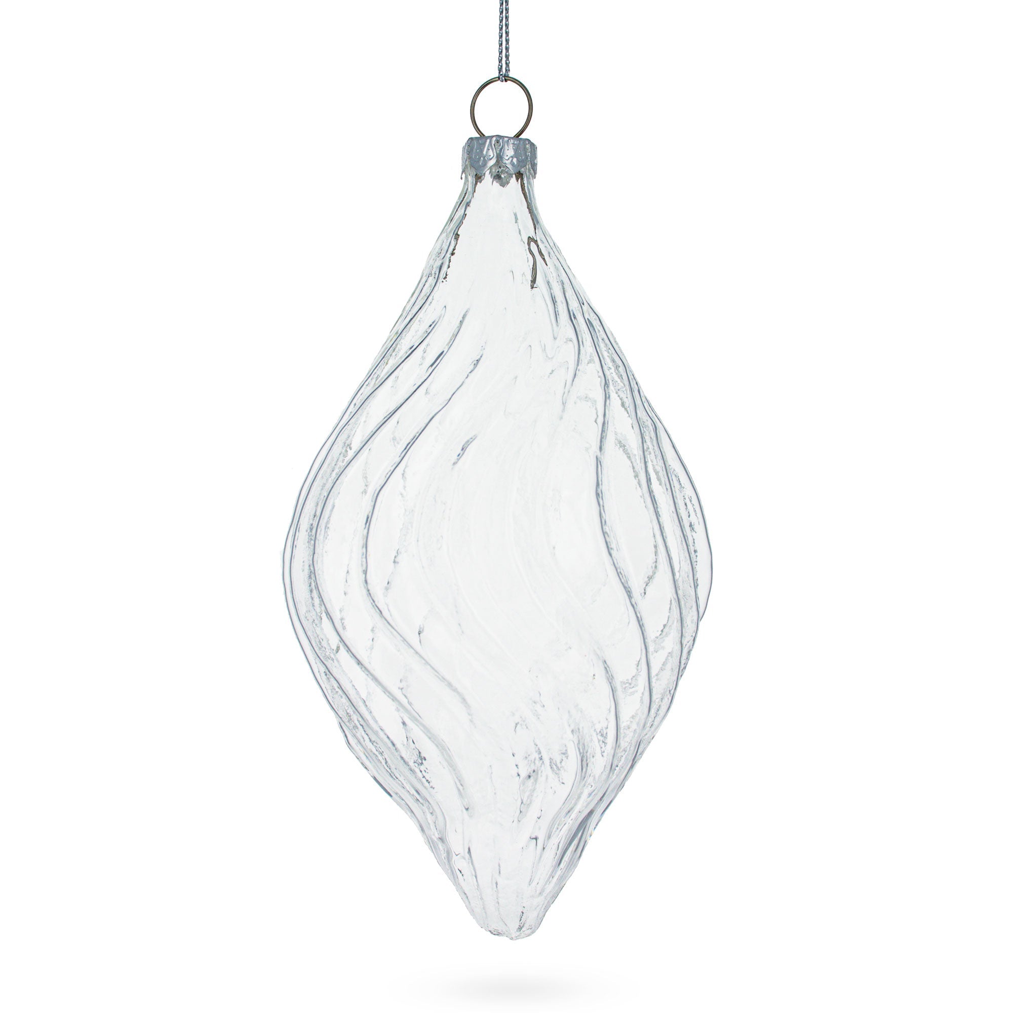 Set of 3 Clear Glass Swirl Christmas Ornaments 5.8 Inches