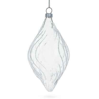 Set of 3 Clear Glass Swirl Christmas Ornaments 5.8 Inches