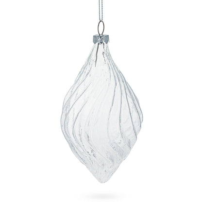 Set of 3 Clear Glass Swirl Christmas Ornaments 5.8 Inches