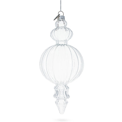 Triple Finial Clear Glass Christmas Ornament 6.7 Inches (170 mm) BestPysanky