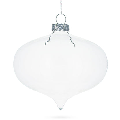 Set of 3 Onion Shape Clear Glass Christmas Ornament 4.15 Inches (105 mm)