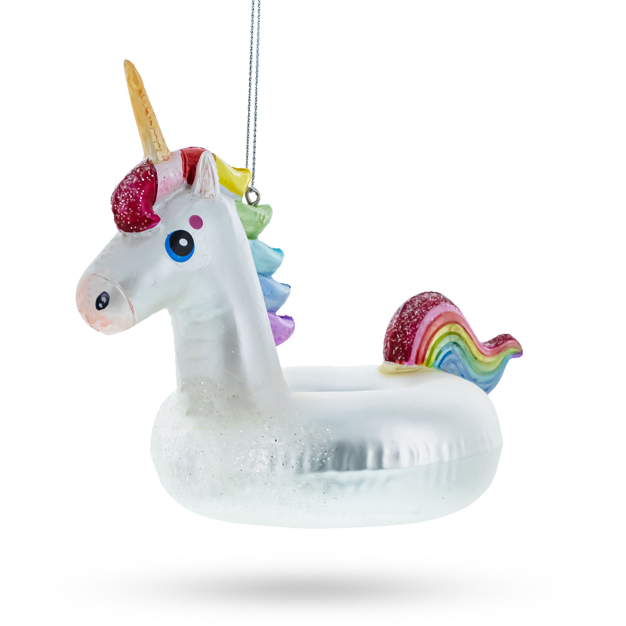 Unicorn Floatie Glass Christmas Ornament