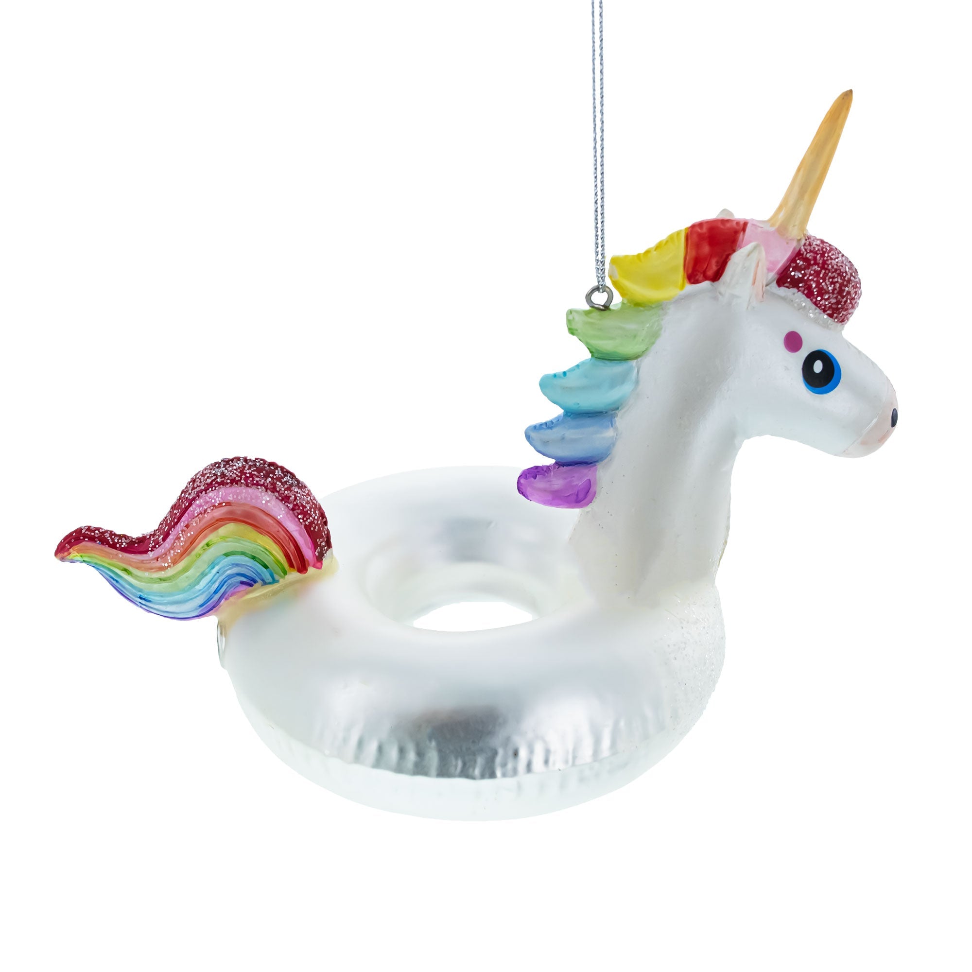 Unicorn Floatie Glass Christmas Ornament