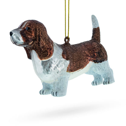 Basset Hound Glass Christmas Ornament