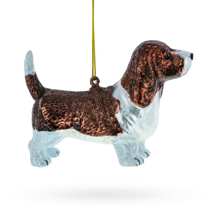 Basset Hound Glass Christmas Ornament
