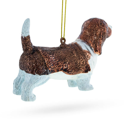 Basset Hound Glass Christmas Ornament