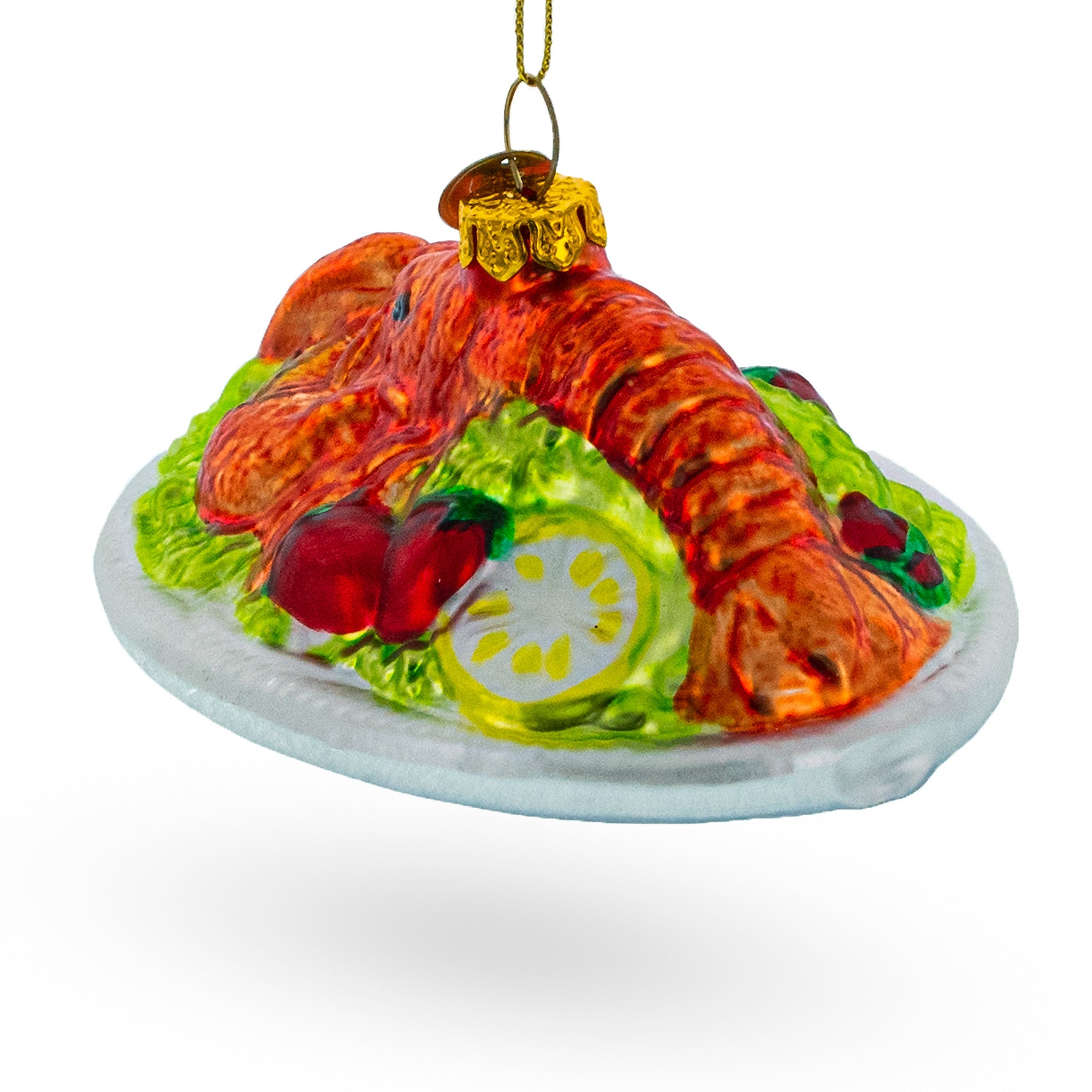 Red Lobster Plate Glass Christmas Ornament