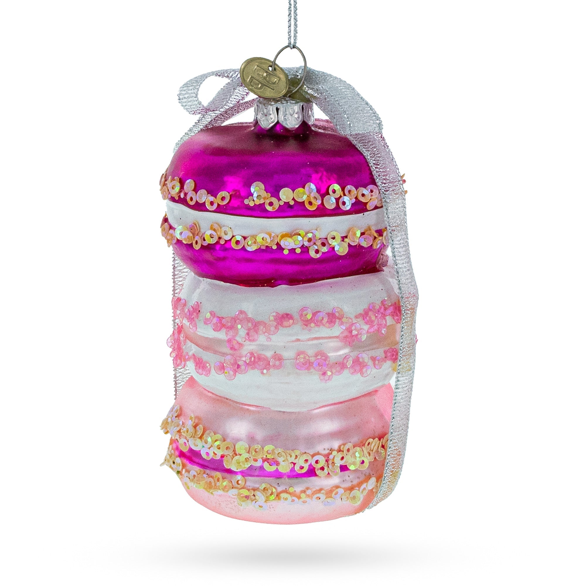 Gift Wrapped Macarons Glass Christmas Ornament