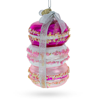 Gift Wrapped Macarons Glass Christmas Ornament