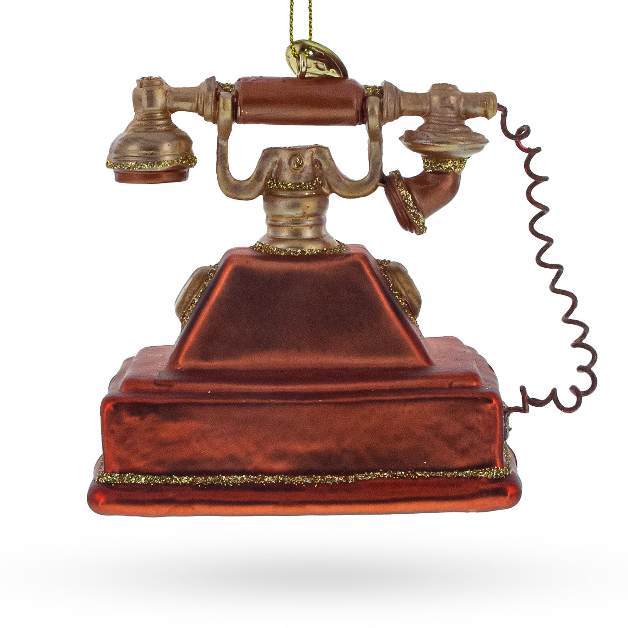 Retro Telephone Glass Christmas Ornament