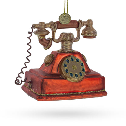 Retro Telephone Glass Christmas Ornament