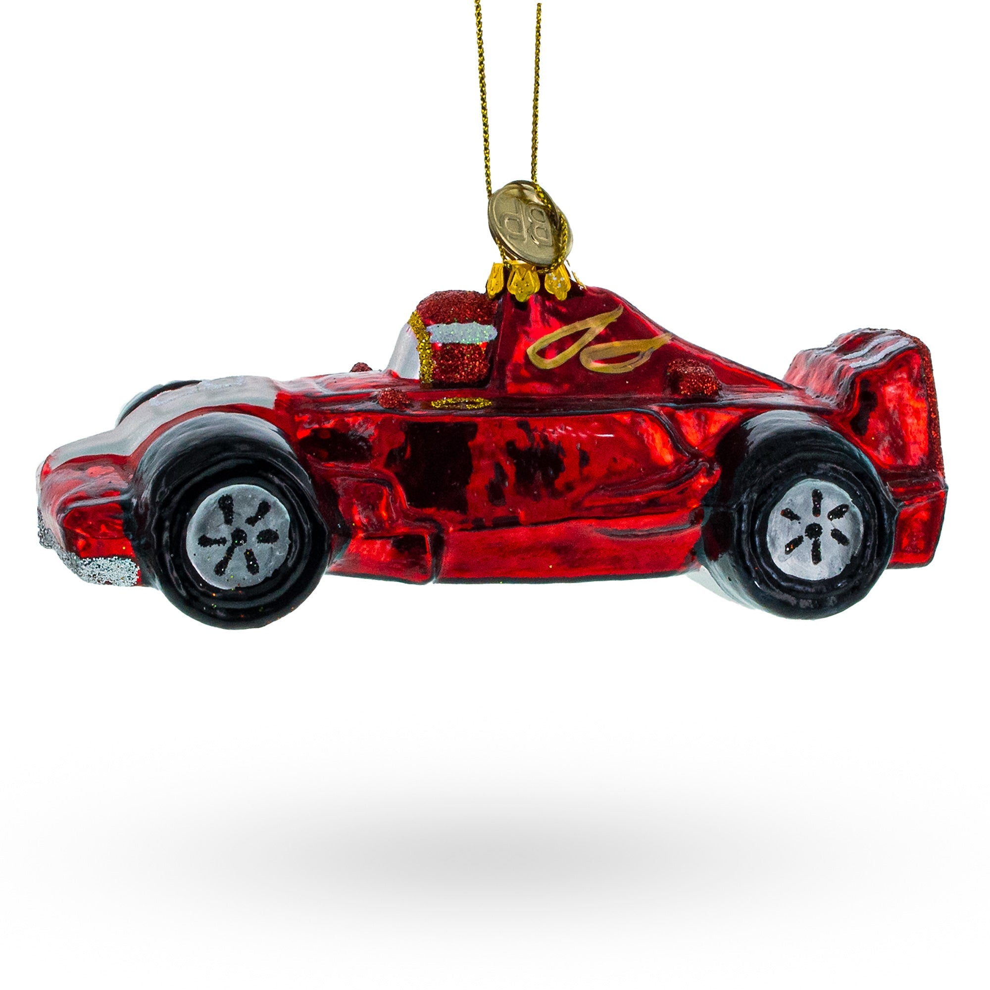 Sleek Racing Sports Car Glass Christmas Ornament