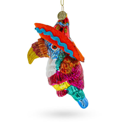 Tropical Toucan in a Sombrero Hat Glass Christmas Ornament BestPysanky
