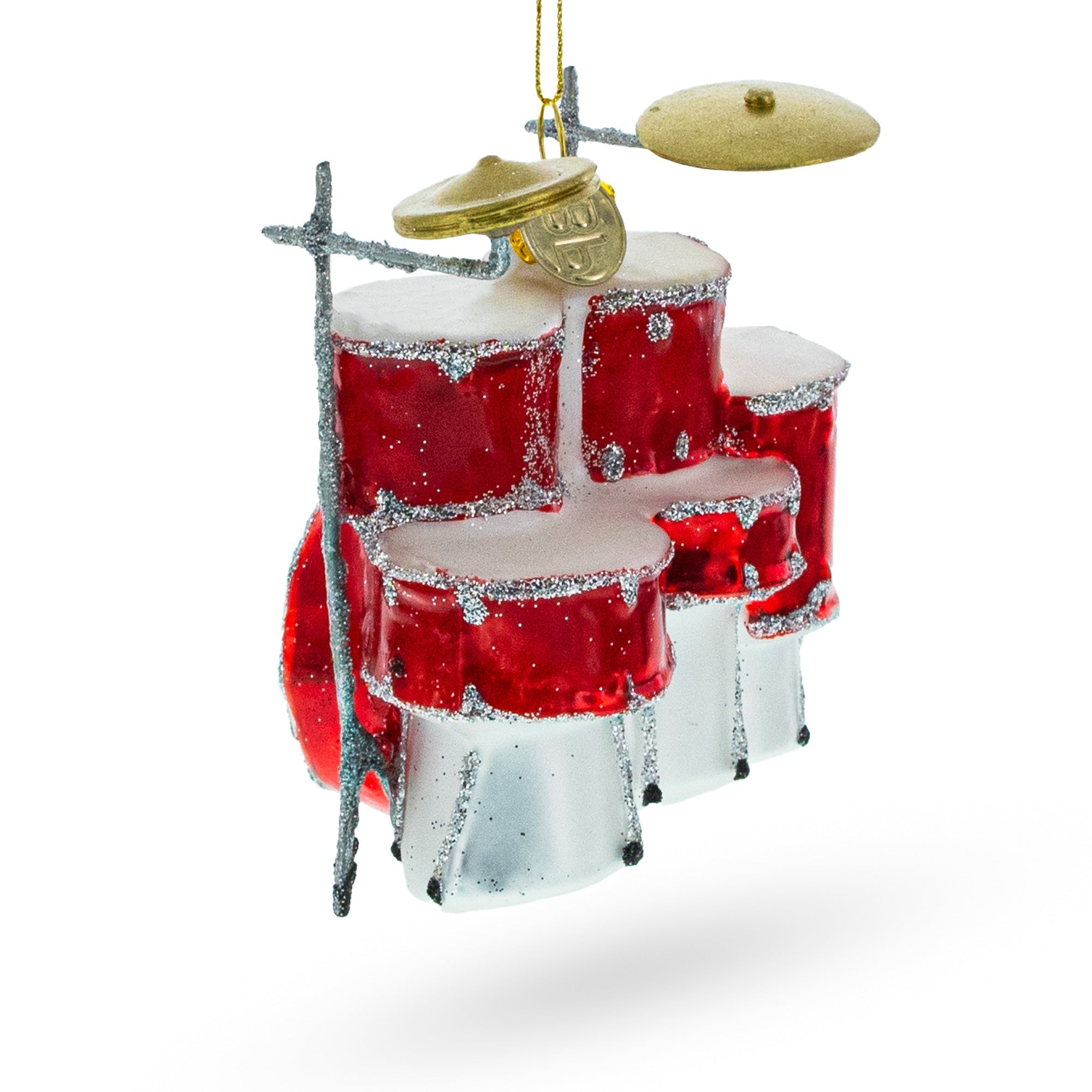 Rocking' Red Drum Kit Glass Christmas Ornament