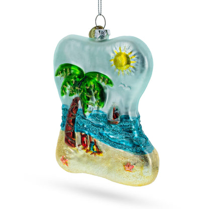 Tropical Paradise Sunny Beach Escape Glass Christmas Ornament BestPysanky