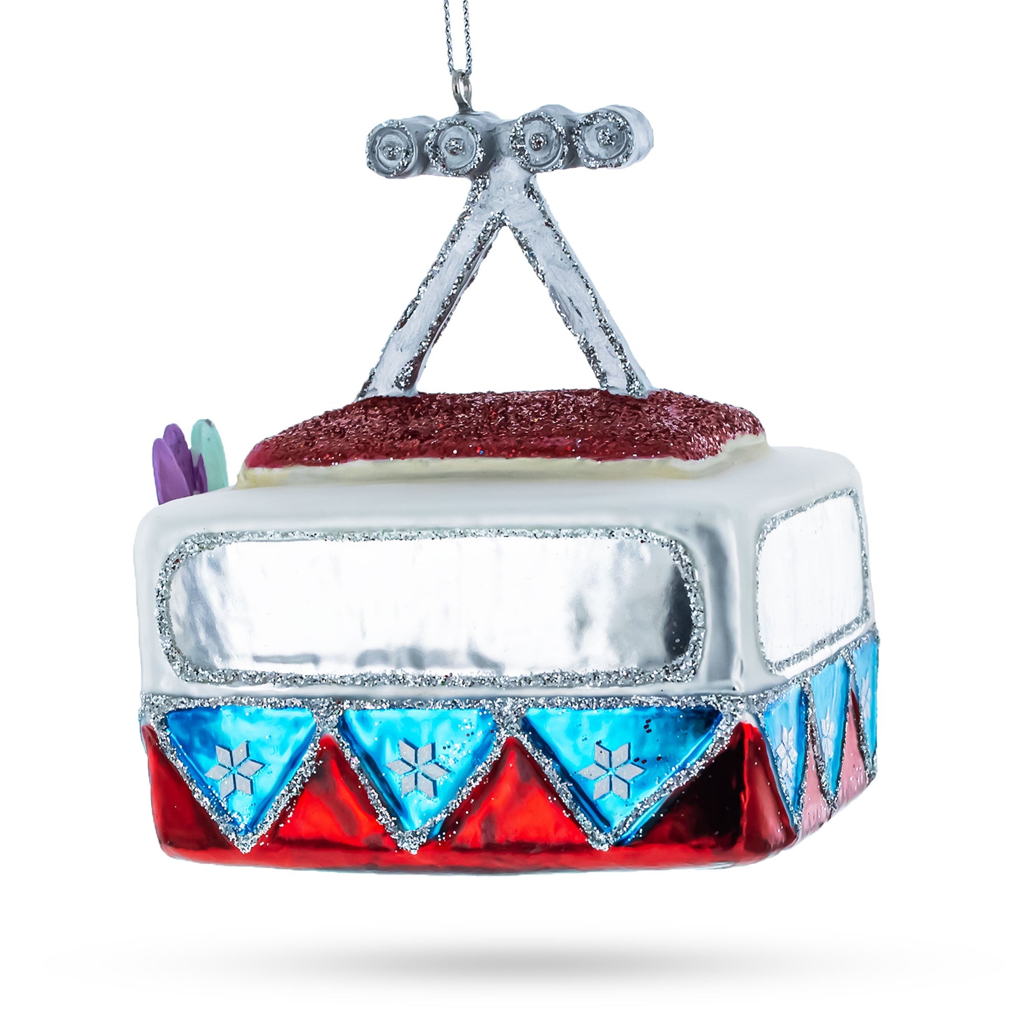 Gondola Ride with Santa, Fox, and Bear Glass Christmas Ornament