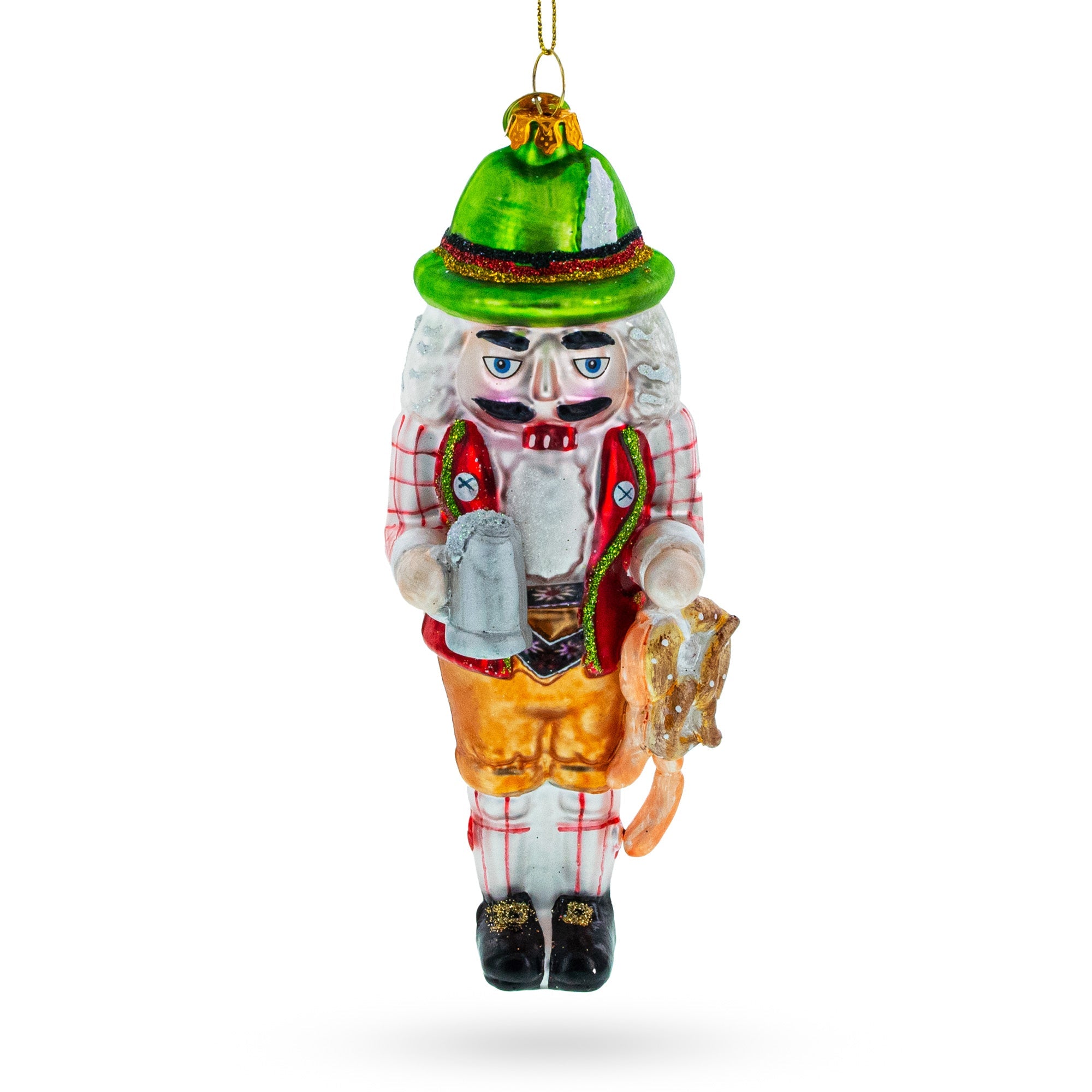 Bavarian Nutcracker with Beer Stein Glass Christmas Ornament BestPysanky