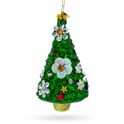 Blossom-Adorned Christmas Tree Glass Ornament BestPysanky