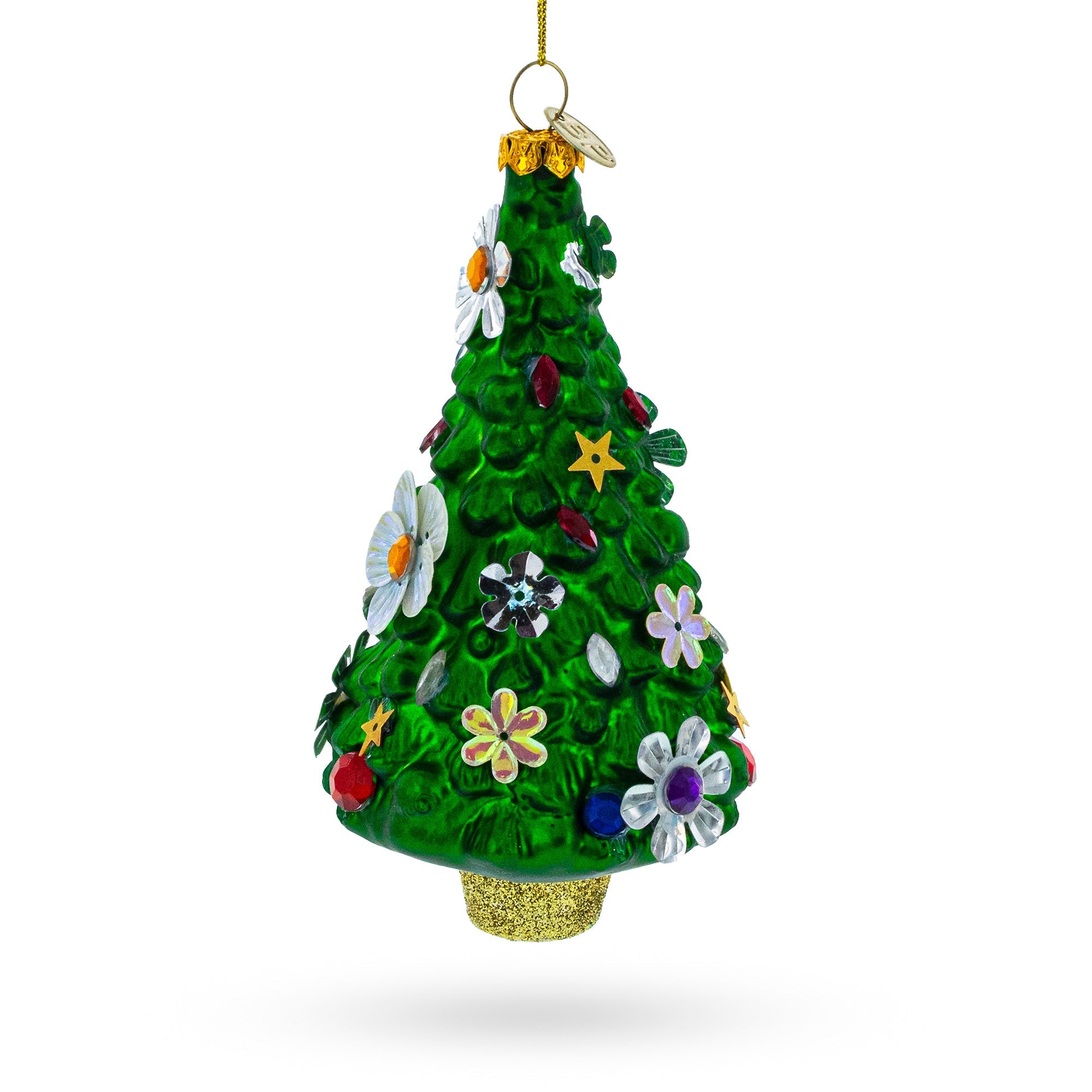 Blossom-Adorned Christmas Tree Glass Ornament BestPysanky