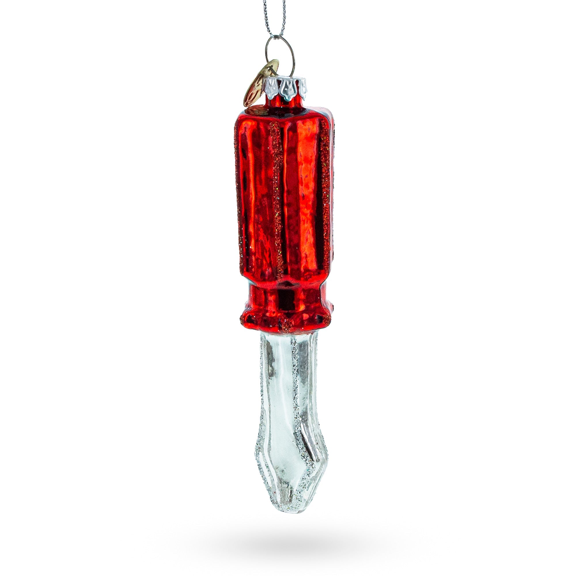 Screwdriver with Red Handle Glass Christmas Ornament