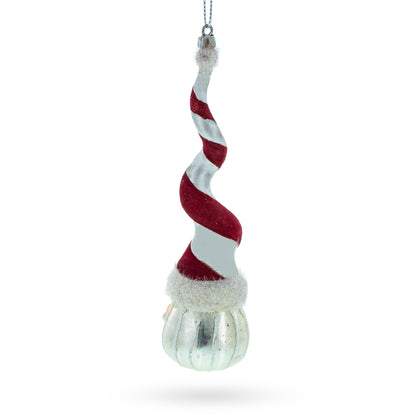 Santa with Quirky Twisted Hat Glass Christmas Ornament