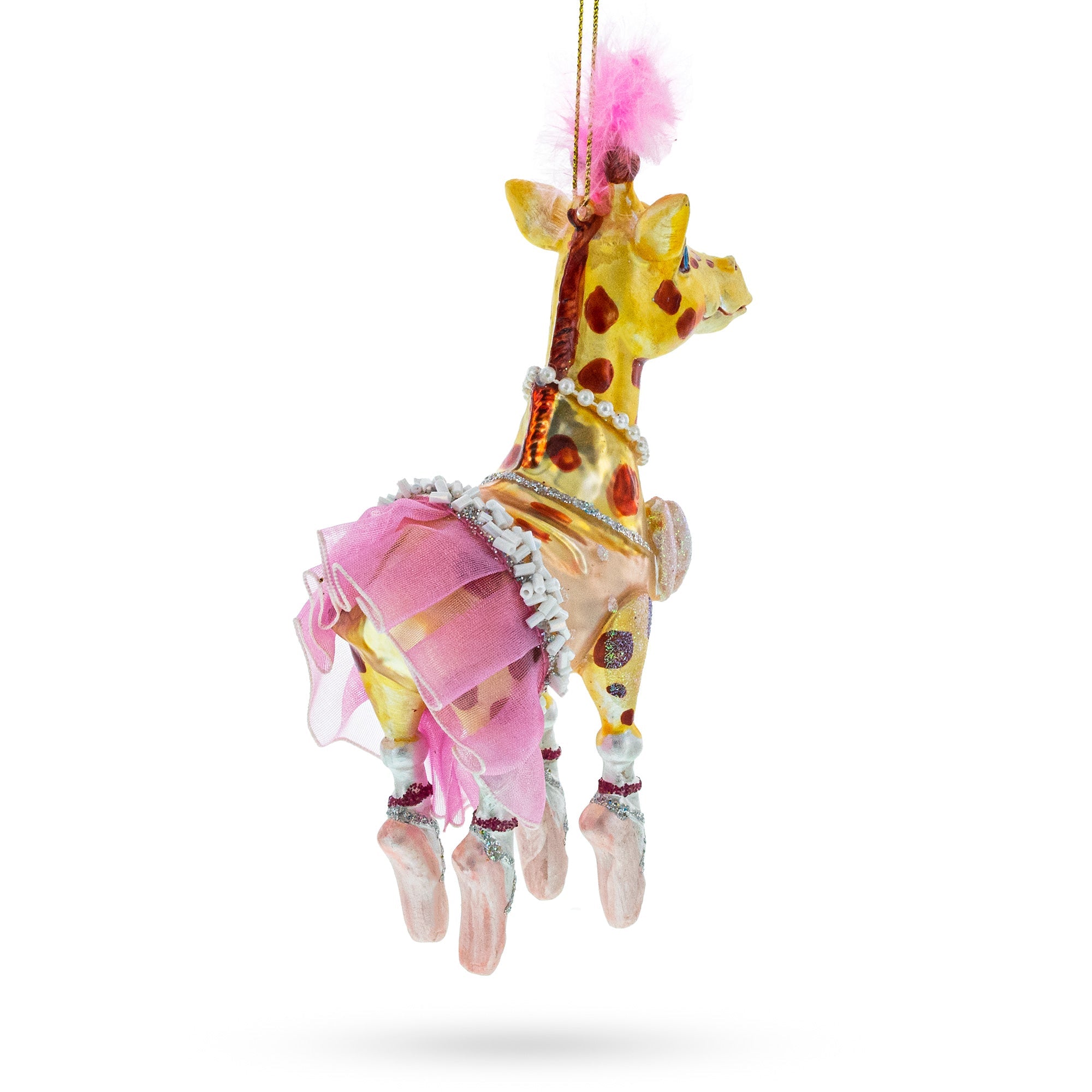 Twirling Giraffe Ballerina Glass Christmas Ornament
