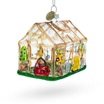 Greenhouse and Gardner Tools Glass Christmas Ornament