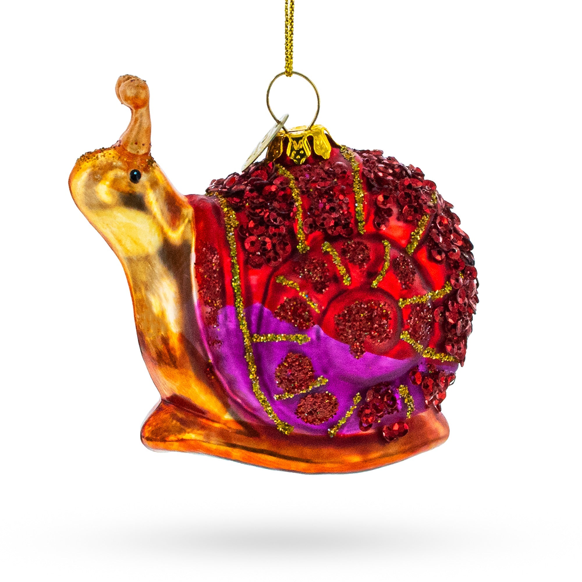 Sequined Snail Glass Christmas Ornament