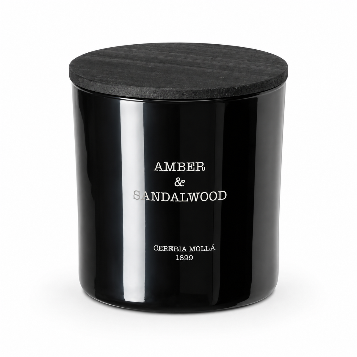 Cereria Molla Amber & Sandalwood 3-wick XL candle, clear product view