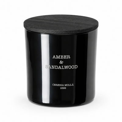 Cereria Molla Amber & Sandalwood 3-wick XL candle, clear product view