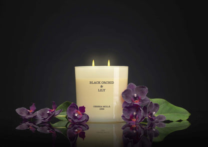 Cereria Molla - Black Orchid & Lily Ivory 3 wick XL Candle - 21 oz / 600 g - Coastous