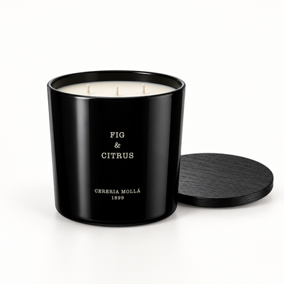 Cereria Molla Fig & Citrus 600 g three-wick XL candle, clear product view