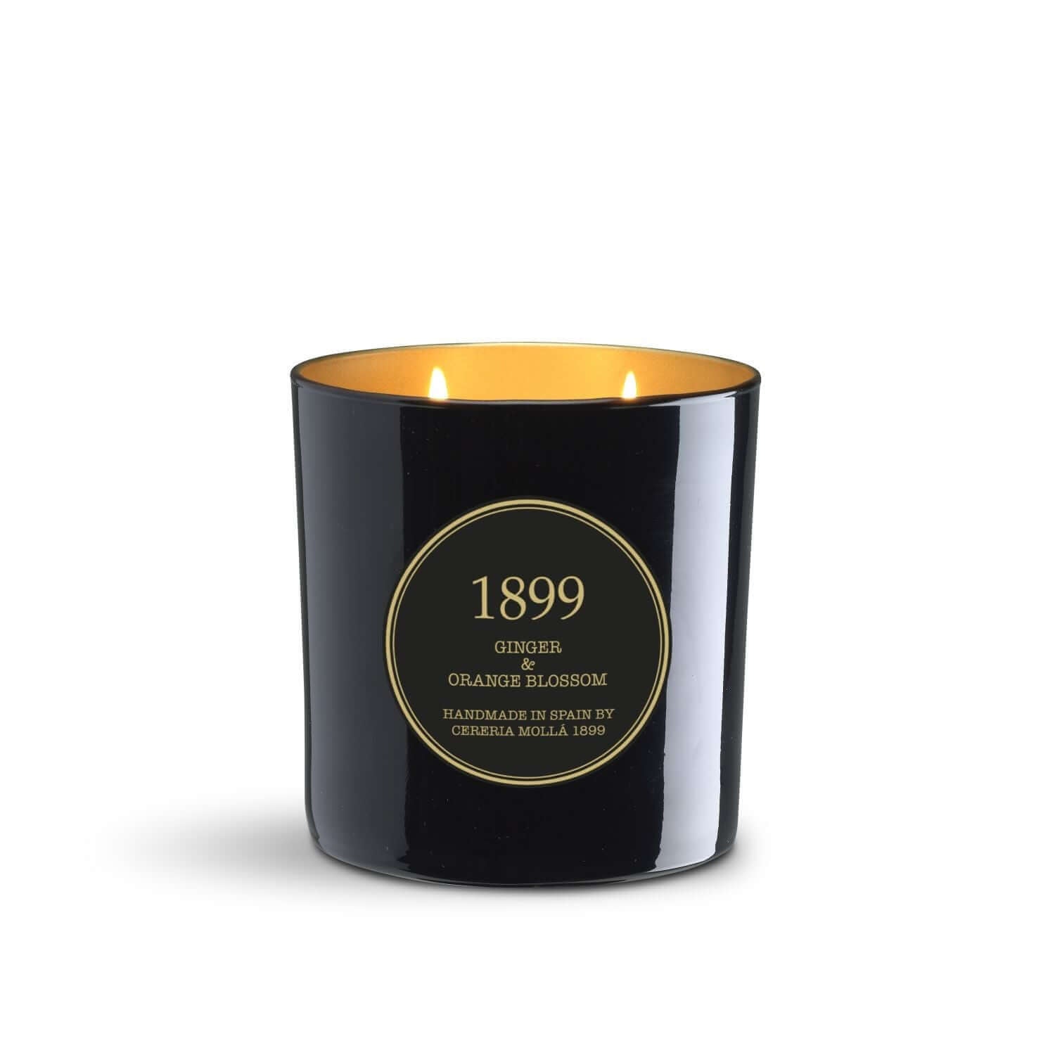 Cereria Molla - Ginger & Orange Blossom Black & Gold Premium Candle -  21 oz / 600 g -  Coastous